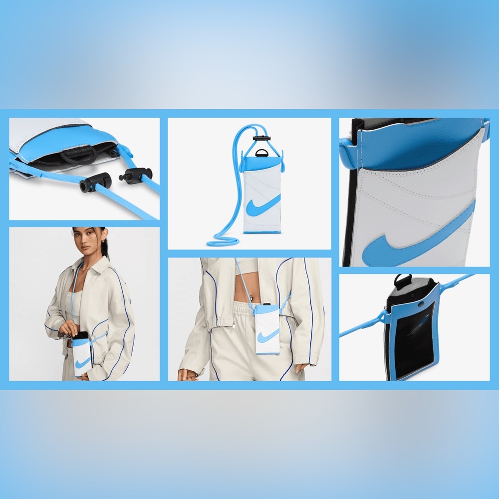 Nike White & Light Blue Crossbody Phone Pouch